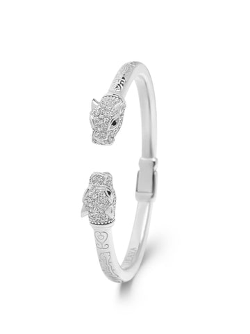 Nialaya Men's Bangle Men's Silver CZ Panther Bangle Men's Silver CZ Panther Bangle